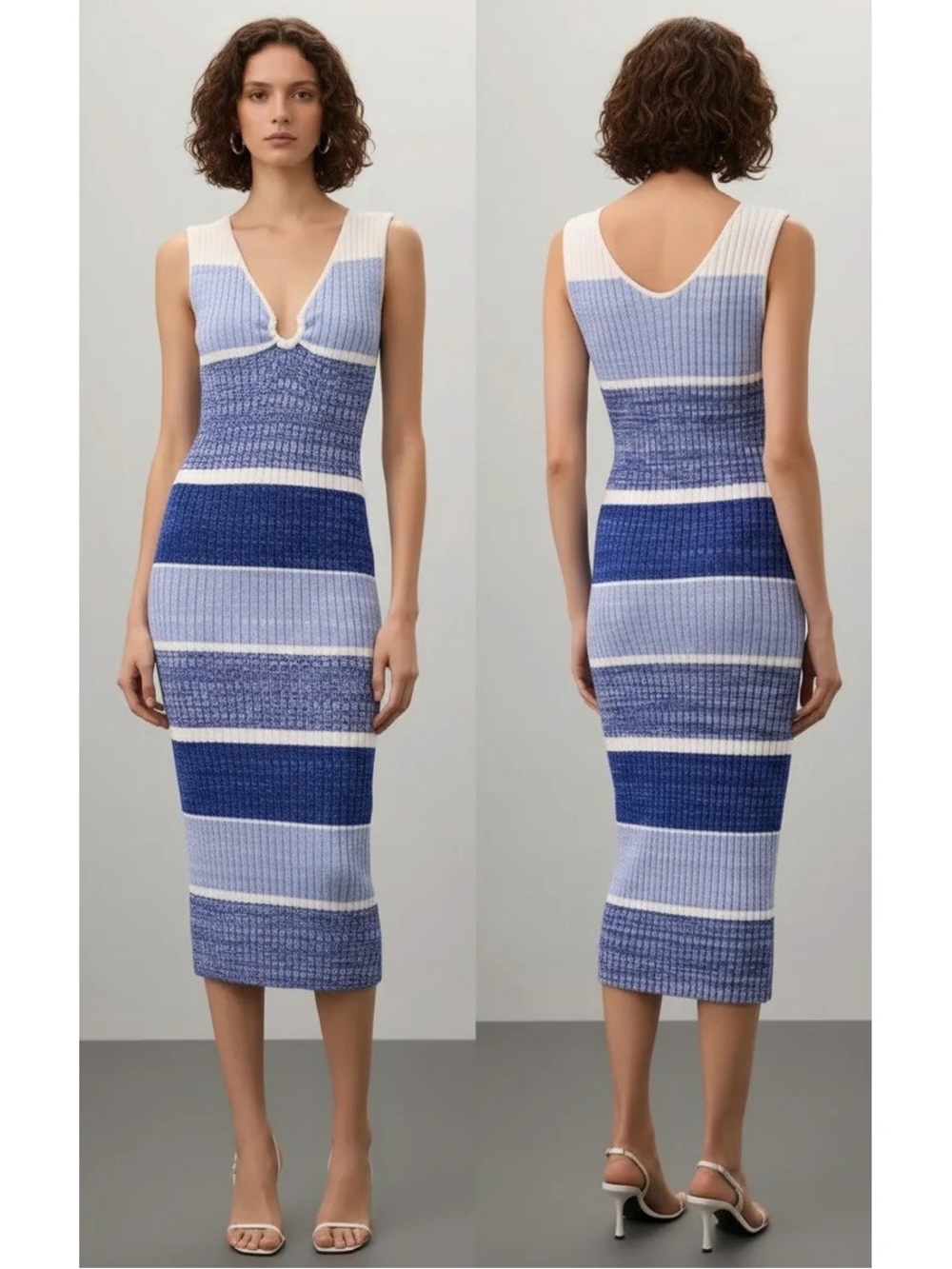 Toccin Sadie Sleeveless Striped Midi Dress